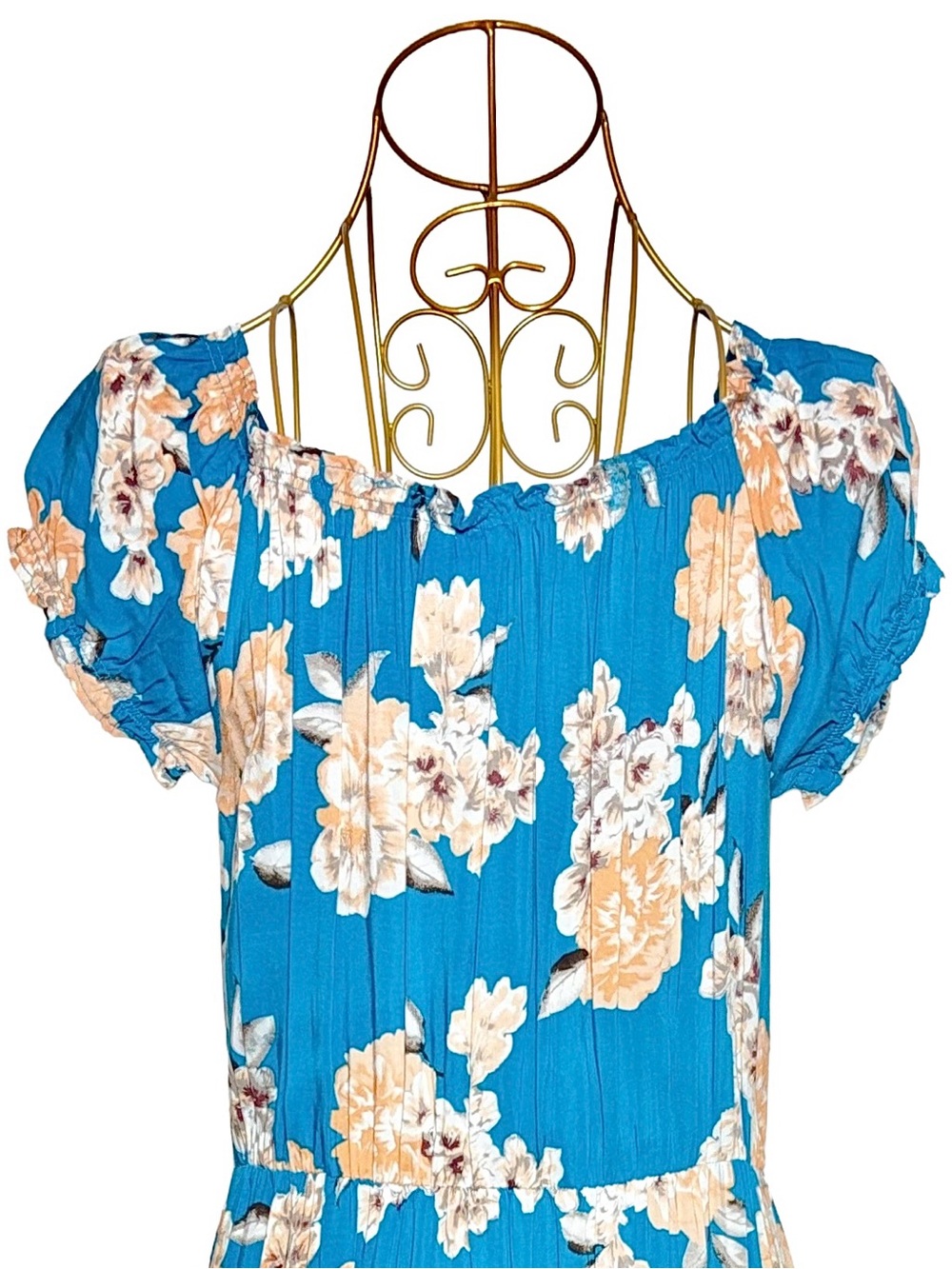 NWT Shyanne Blue Floral High-Low Midi Dress Boho Western Cottagecore Dress, L - Picture 7 of 13